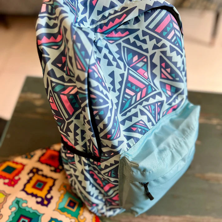 Blue Abstract Allover Printed Backpack