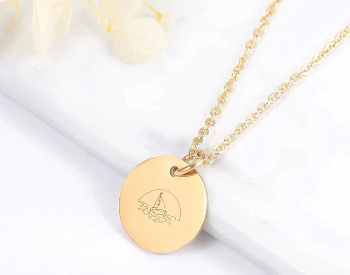 Sailing Ship Lineart Necklace