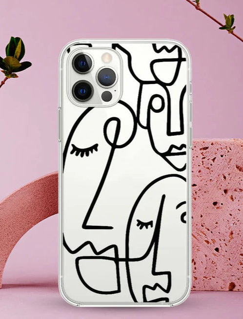 Aesthetic Face Transparent Design Mobile Case