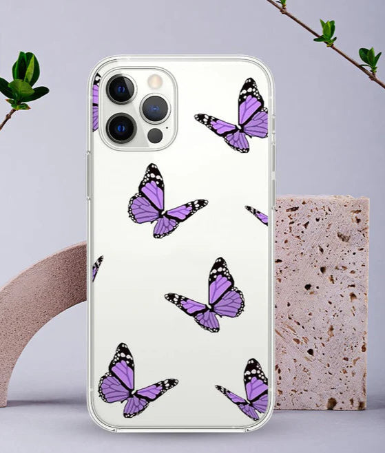 Purple Butterflies Transparent Design Mobile Case