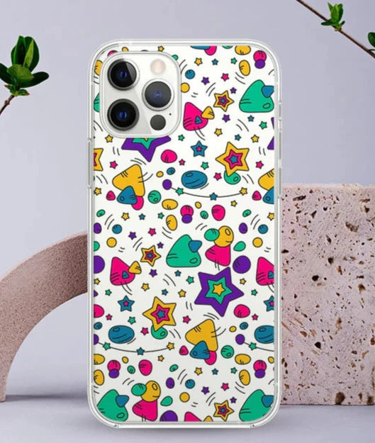 جراب هاتف شفاف بتصميم ملصقات النجوم