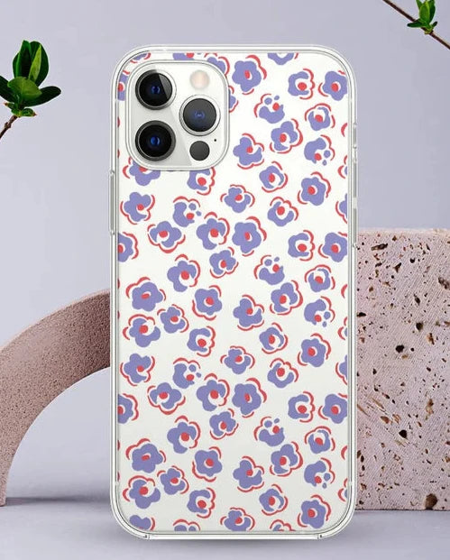 Purple Flowers Transparent Design Mobile Case
