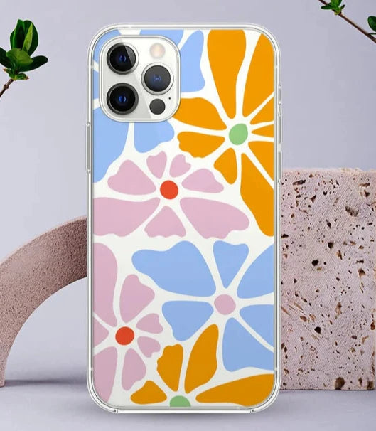 Big Flowers Transparent Design Mobile Case