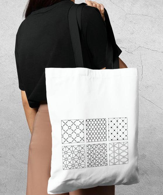 White Pattern Tote Bag