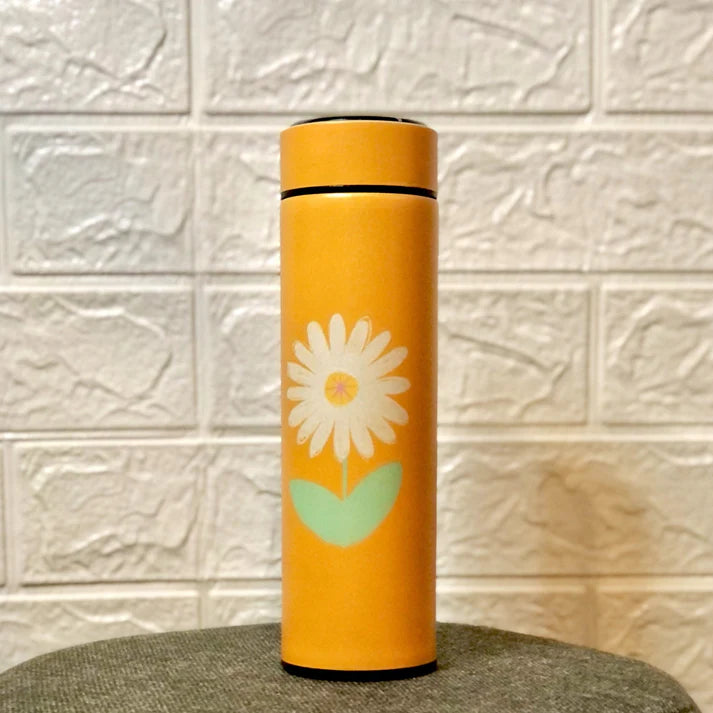 Yellow Petal Printed Temperature Water Bottle