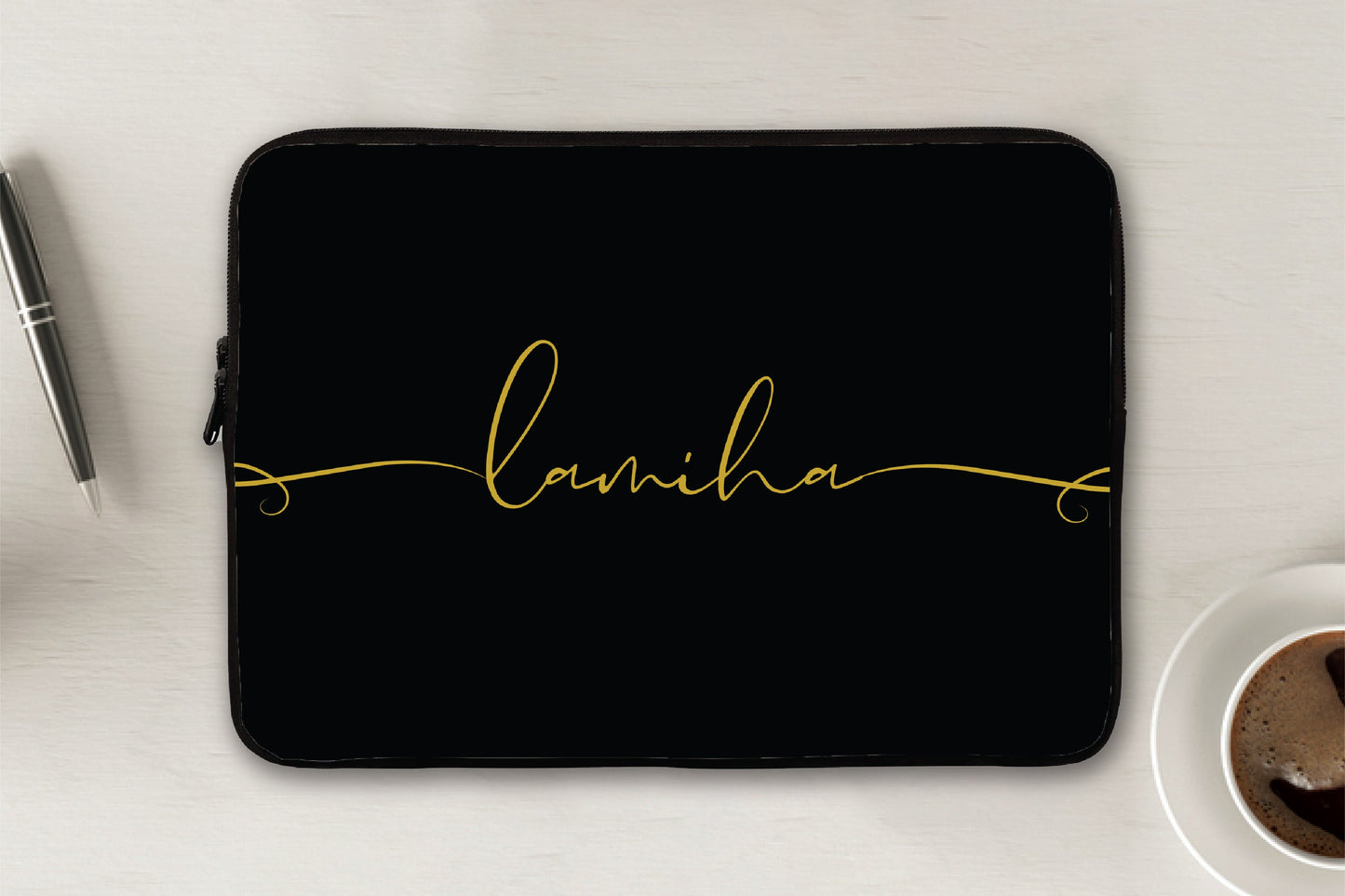 L223 Black Gold Name Laptop Sleeve