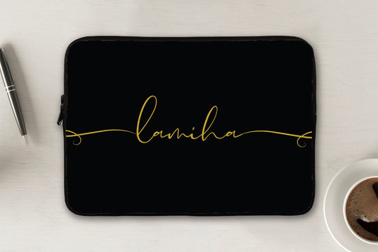 L223 Black Gold Name Laptop Sleeve