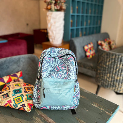 Blue Abstract Allover Printed Backpack