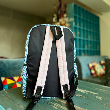 Blue Abstract Allover Printed Backpack