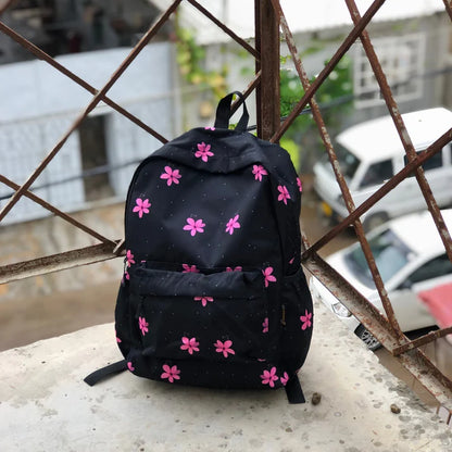 Pink Floral Art Allover Printed Backpack