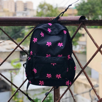 Pink Floral Art Allover Printed Backpack