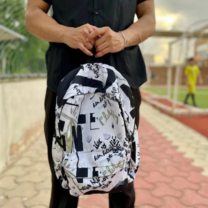 Typography Art Allover Printed Backpack
