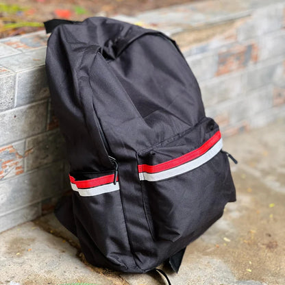 Black Striped Allover Printed Backpack