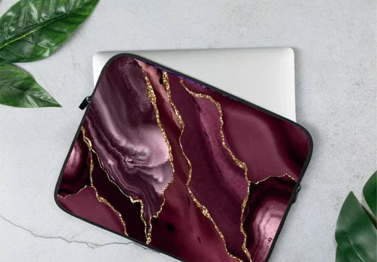Maroon Marble Laptop Sleeve